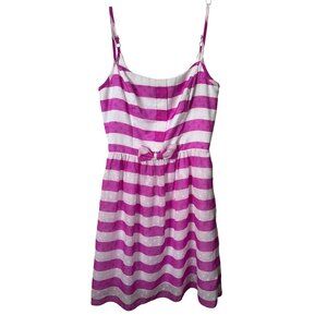 Lilly Pulitzer Pink & White Striped Sleeveless Dress With Bow Detail Adjustable